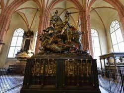 A statue of Saint George and the Dragon in a church